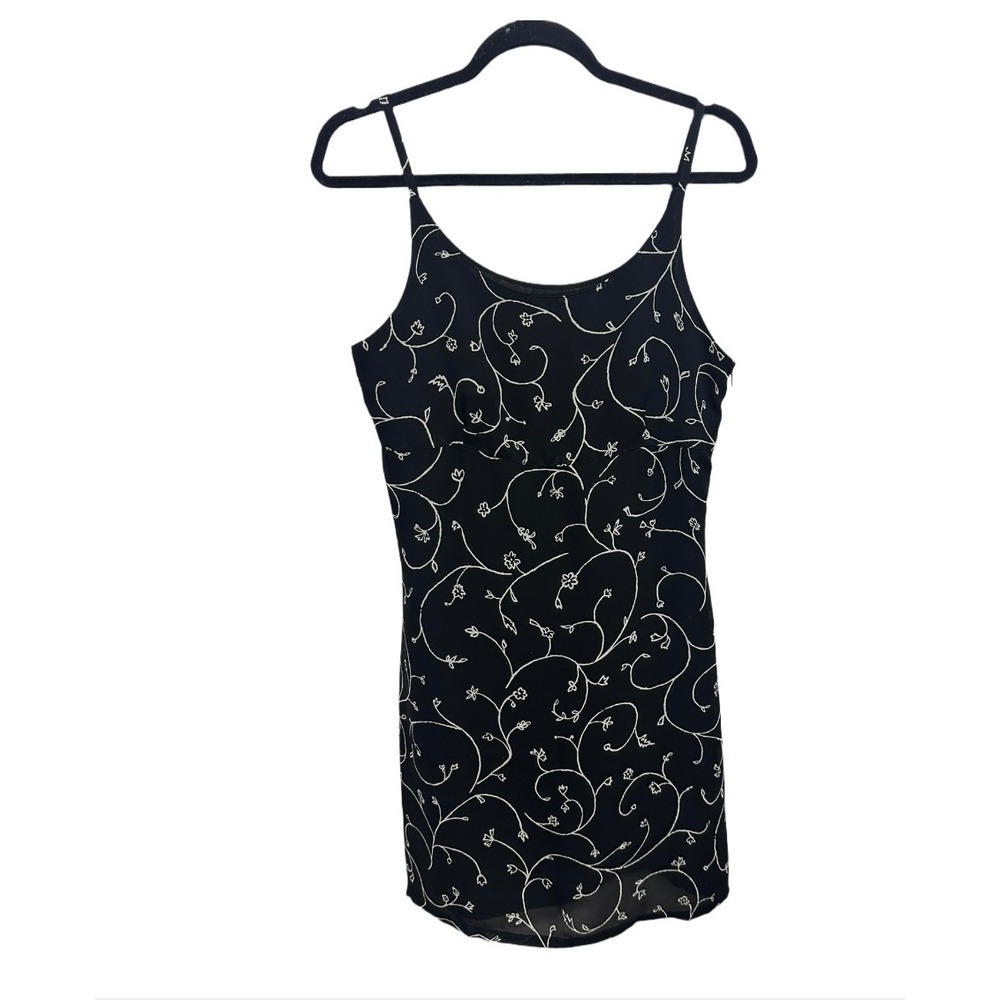 Old Navy Vintage Y2K Dress Sz 8 Black Slip Mini Sleeveless Grunge Milkmaid Bust